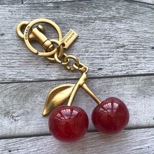 Coach Gold and Red Cherry Key Holder